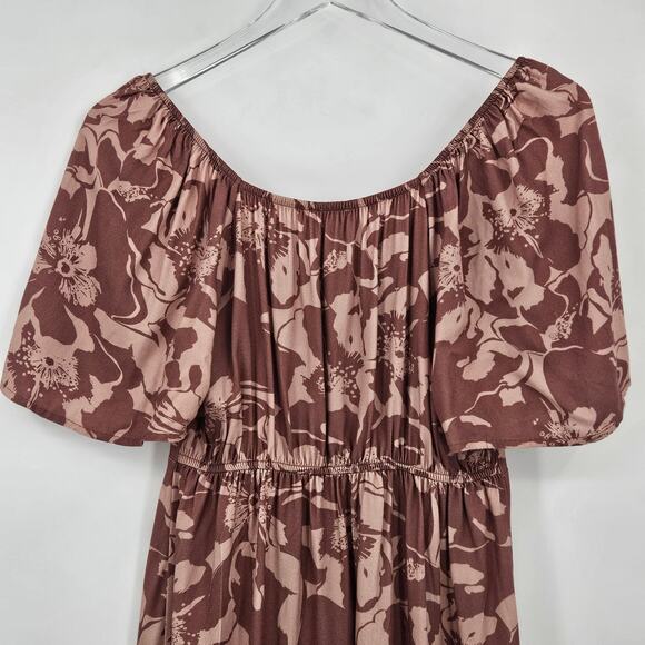 Ingrid + Isabel The Glow Maternity Shower Dress Tan Brown Floral Print Sz Small - Picture 6 of 7